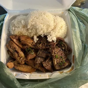 Teriyaki Chicken and Ribs  with white rice