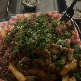 Half chicken &amp; beef teriyaki fries