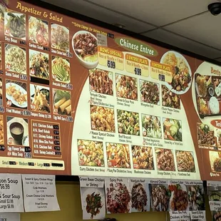 a menu on the wall