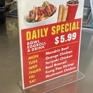 a menu for a restaurant
