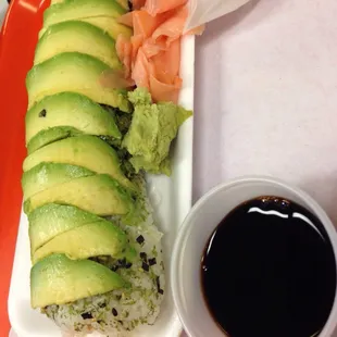 Philadelphia roll with avocado on top