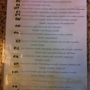 Sushi menu 1