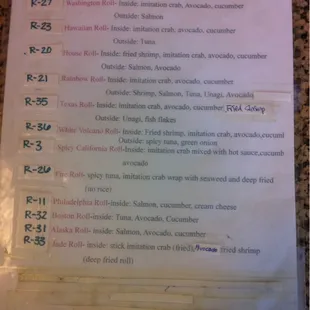 Sushi menu 2