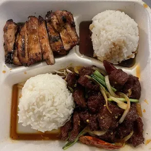 Dinner special chicken teriyaki and mongolian beef for $20