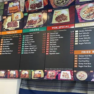 the menu of the restaurant