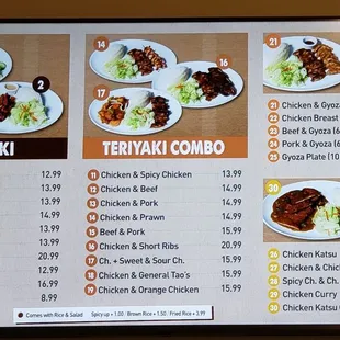 Menu and prices today (Dec2023)