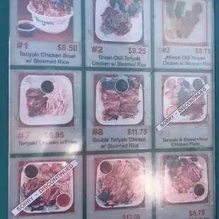 a menu for the restaurant