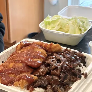 Beef and Chicken Katsu Combo