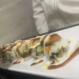 a close up of a sushi roll