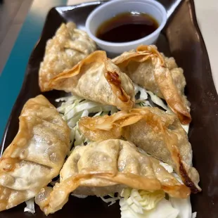 a plate of dumplings