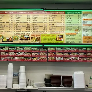 a menu on the wall