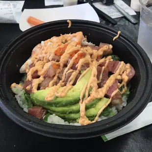 Poke bowl with hamachi (?)