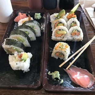 Left- Shrimp  Temp Roll... Right- Spicy  Cali Roll... BOMB AF!!