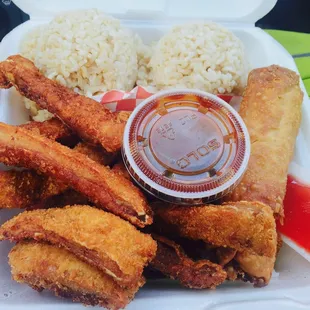 Must try chicken katsu with egg roll and soft brown rice (: