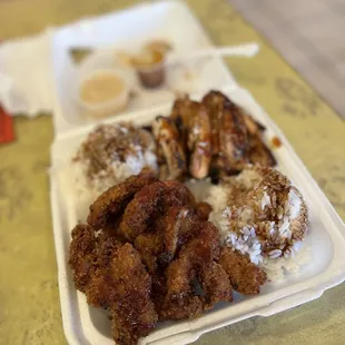 Crispy Garlic Chicken &amp; Teriyaki Chicken Lunch Special