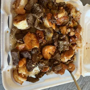 a close up of a tray of food