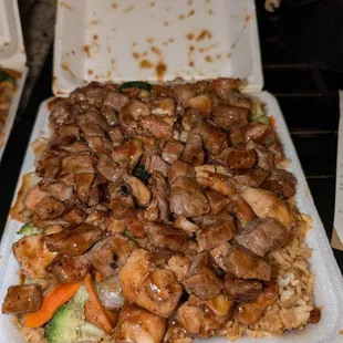 Chicken &amp; Steak with fried rice