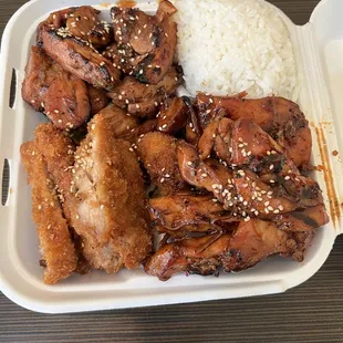 Sesame chicken and spicy teriyaki chicken x2