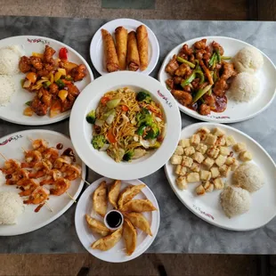 a variety of asian food
