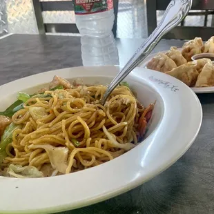 Tofu Yakisoba and 8 Piece Pot Sticker