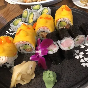Yellow tail, avocado, and Bahama roll