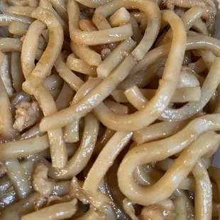 Plump fat Udon noodle. Yaki Udon no veggies