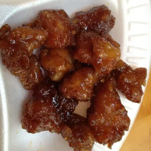 Orange chicken was very good.