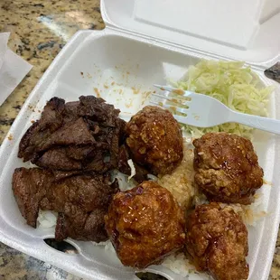 Teriyaki beef (4/5), Fried Chicken Teriyaki (3/5)