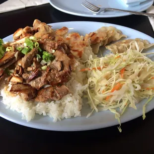Chicken and Steak teriyaki over rice