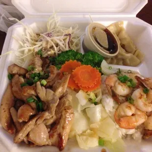 Chicken and Shrimp plate.