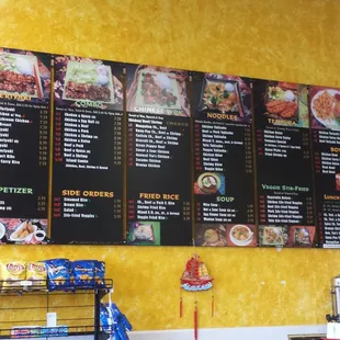 Menu on the wall