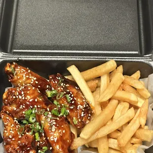 Spicy Korean 6 pc combo includes fries and a drink