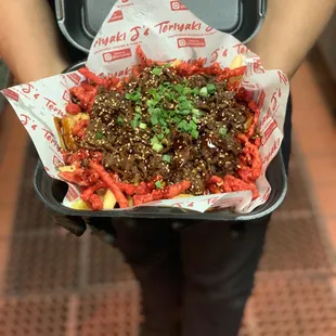 Steak super fries with hot Cheetos add on