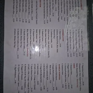 menu