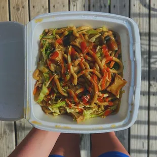 teriyaki tofu + veggies + noodles