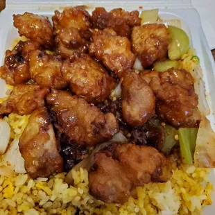 Tuesday night order. Garlic chicken + fried rice