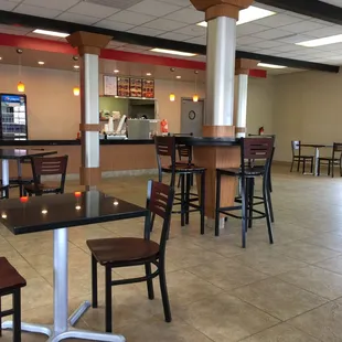 Nice and clean...fully remodeled inside. I have been coming to Teriyaki King for over 10 years and the food is always good.