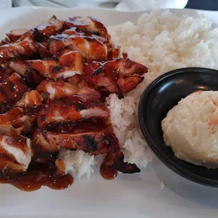 Chicken teriyaki plate with potato salad side