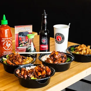 a variety of food items on a table