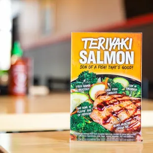 a box of teriyaki salmon