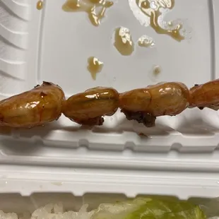 Beef and shrimp teriyaki complete with shrimp poop