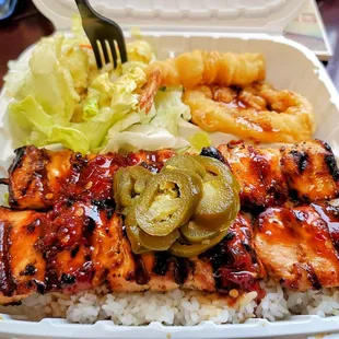 Number 3, Chicken, well done with spicy teriyaki.