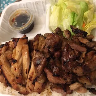 Chicken and Pork Teriyaki combo! Really good!