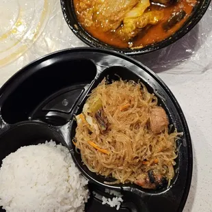 Kare-Kare, Pancit, White Rice.