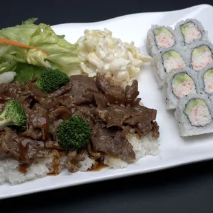 Beef Teriyaki with California Roll