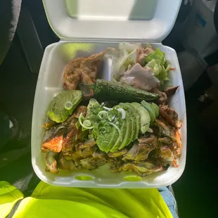 Chicken teriyaki w/avocado and a chile asado