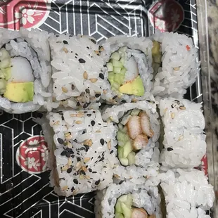 California roll and chicken teriyaki roll