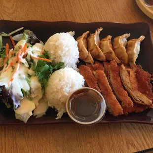 Katsu chicken and gyoza... Meh