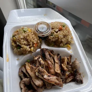 Chicken teriyaki with fried rice