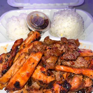 Spicy Chicken &amp; Beef Teriyaki Combo